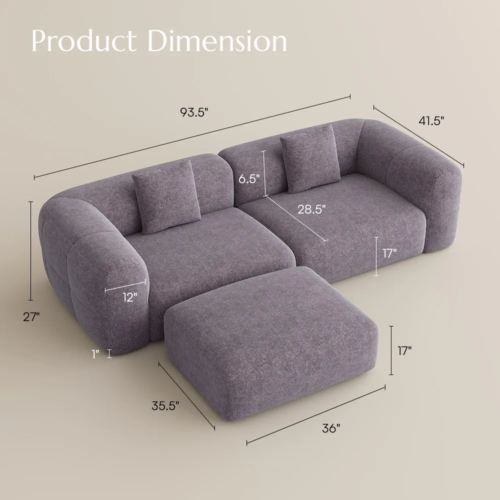 Conto-Minimalist Vintage Chenille Lounge Sofa