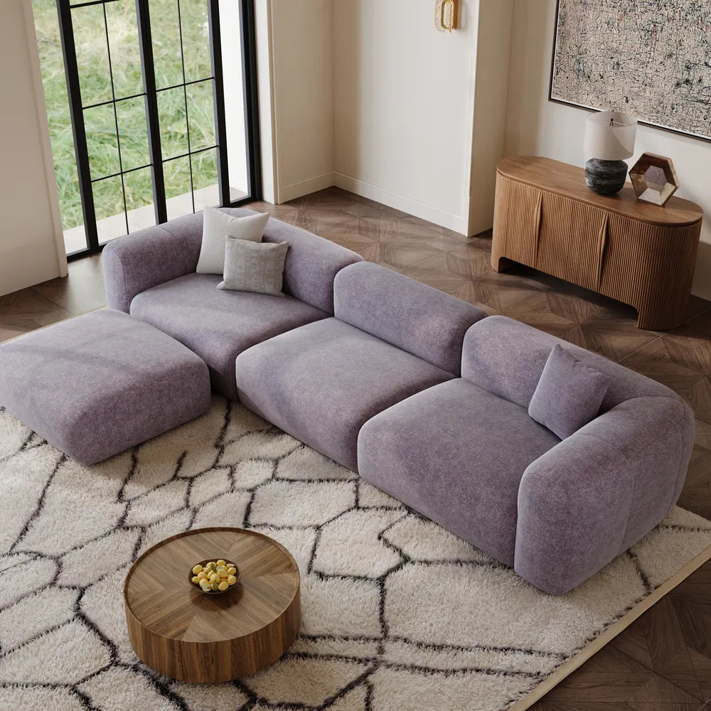 Conto-Minimalist Vintage Chenille Lounge Sofa