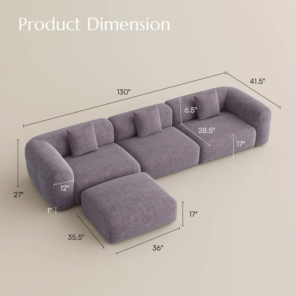 Conto-Minimalist Vintage Chenille Lounge Sofa