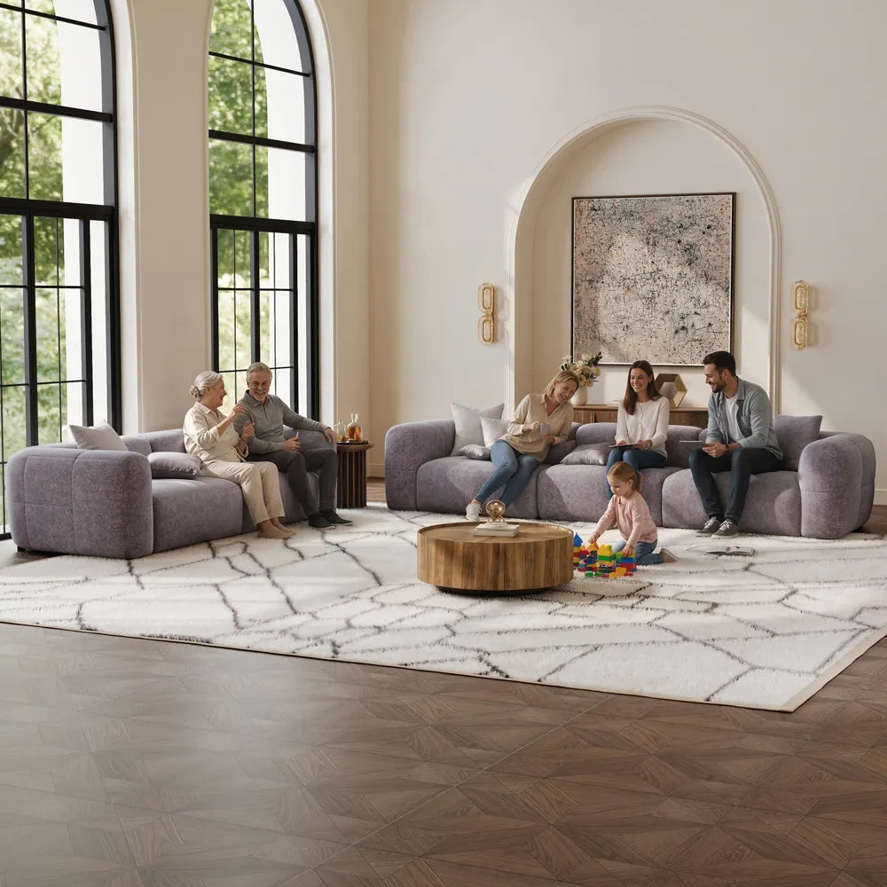 Simple Puce sofa chenille casual sofa set