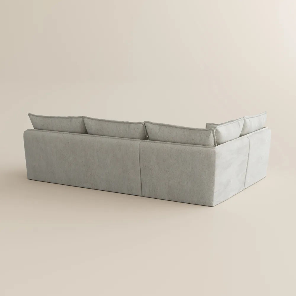 Luna-Beige L-Shaped Sectional Modern Cotton Linen Sofa with Clean Lines