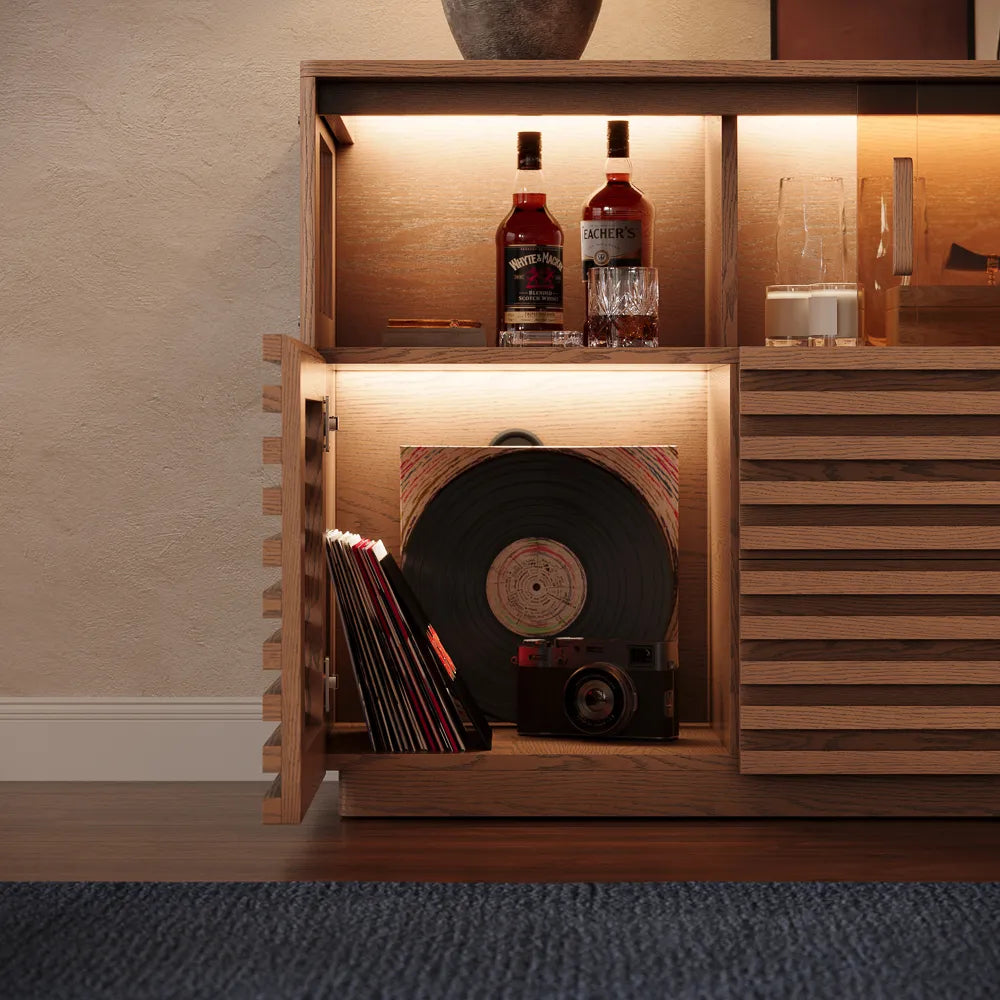 Selene-55'' LED Horizontal Slatted Storage Cabinet