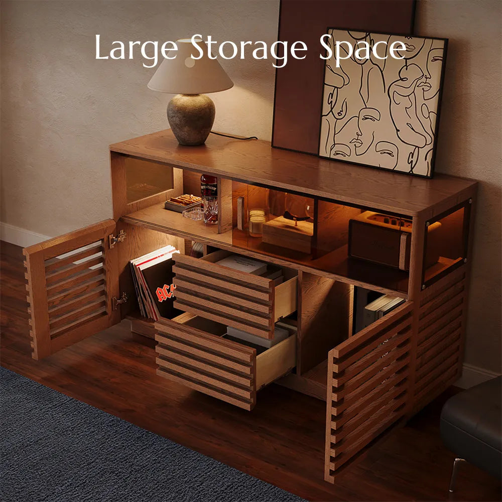 Selene-55'' LED Horizontal Slatted Storage Cabinet