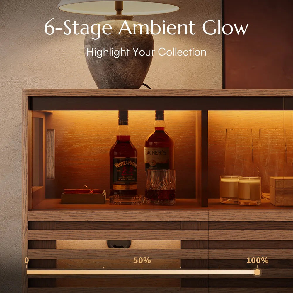 Selene-55'' LED Horizontal Slatted Storage Cabinet