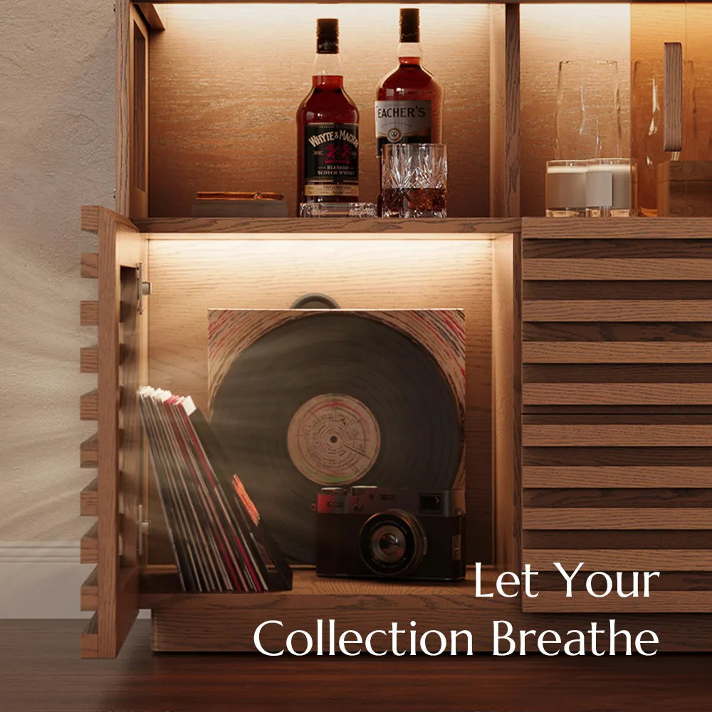 Selene-55'' LED Horizontal Slatted Storage Cabinet
