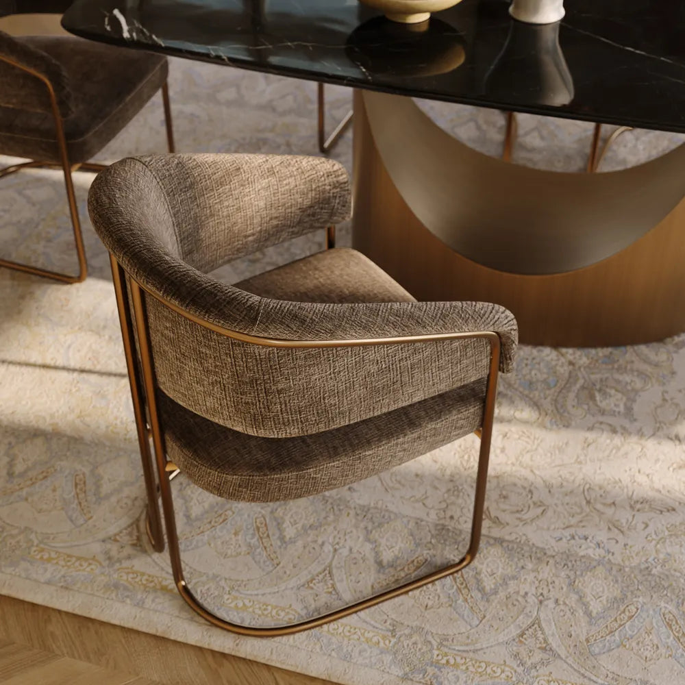 Mid-Century Modern Barrel Upholstered Dining Chair