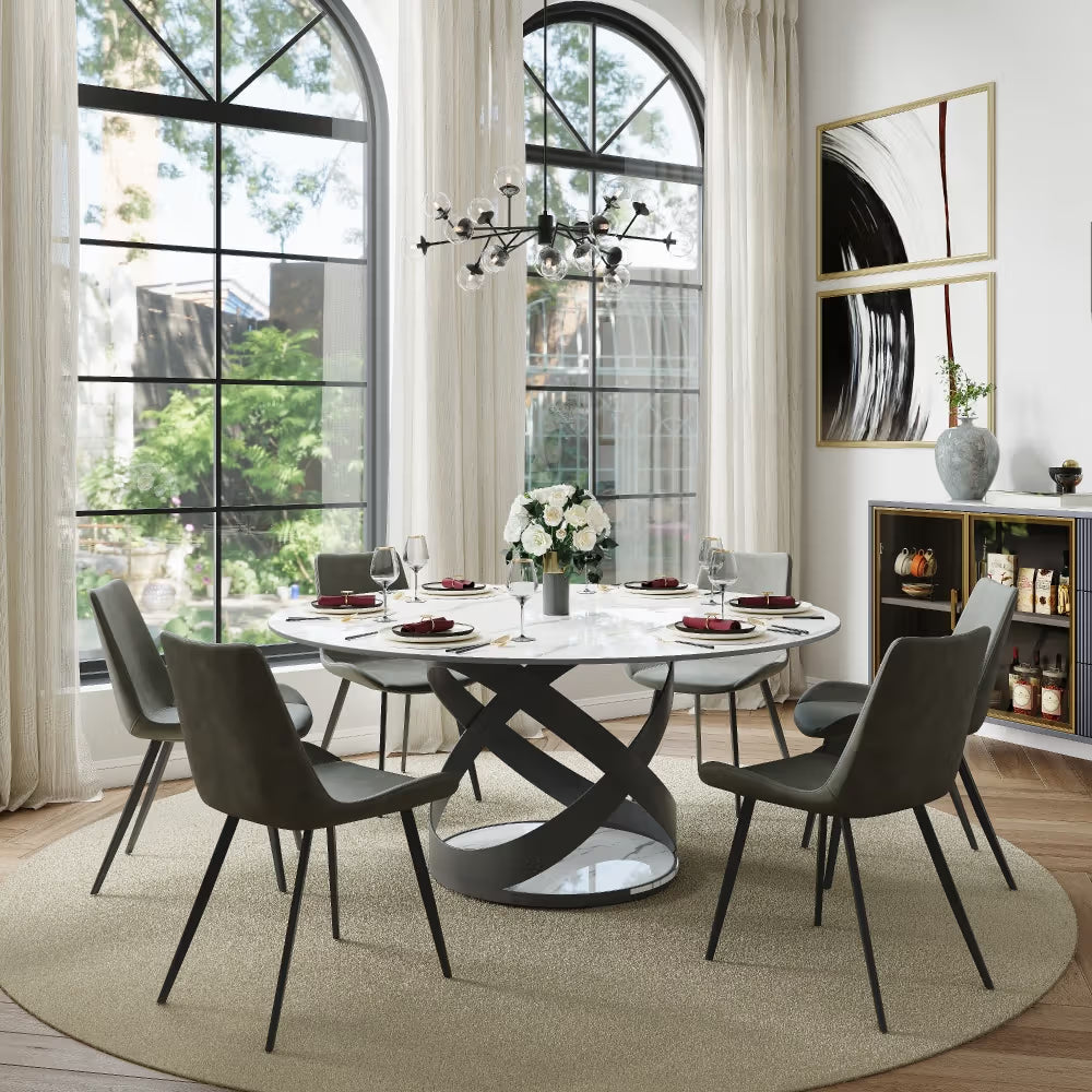 Maxwell-Round Glossy Sintered Stone Dining Table