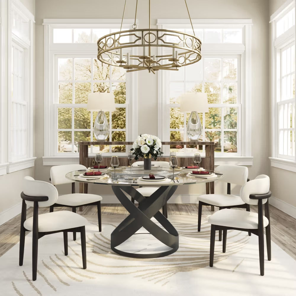 Maxwell-Round Glossy Sintered Stone Dining Table