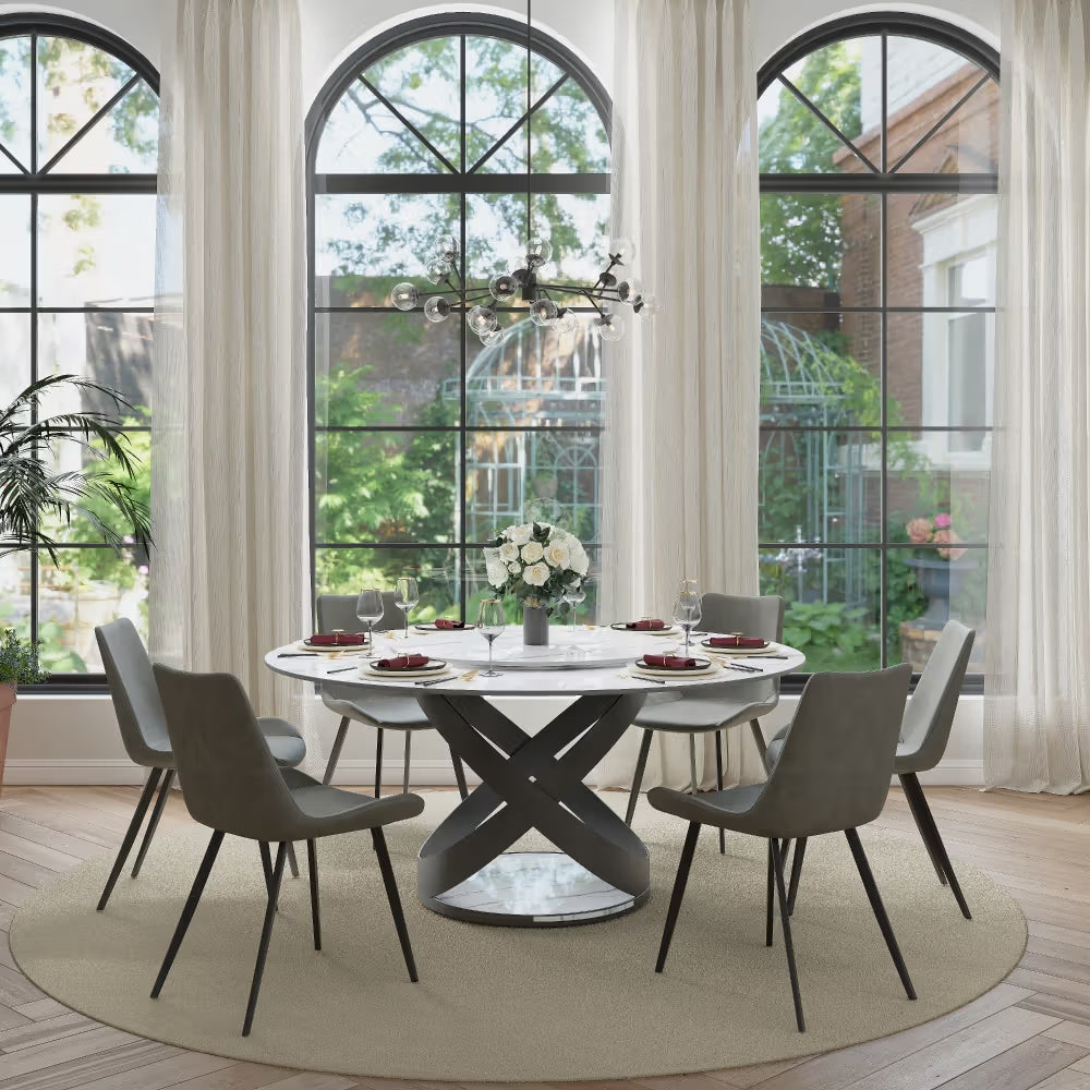 Maxwell-Round Glossy Sintered Stone Dining Table