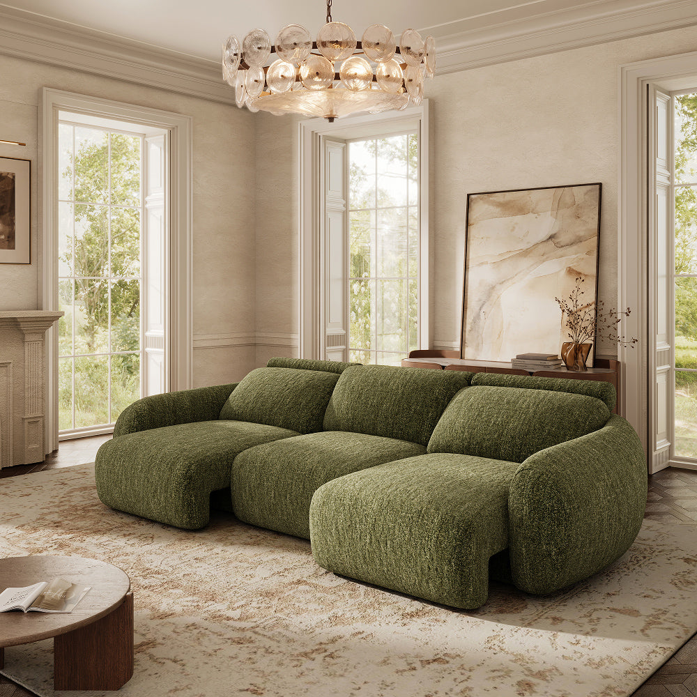Mila Green Tweed Chenille 3 Seater lifestyle
