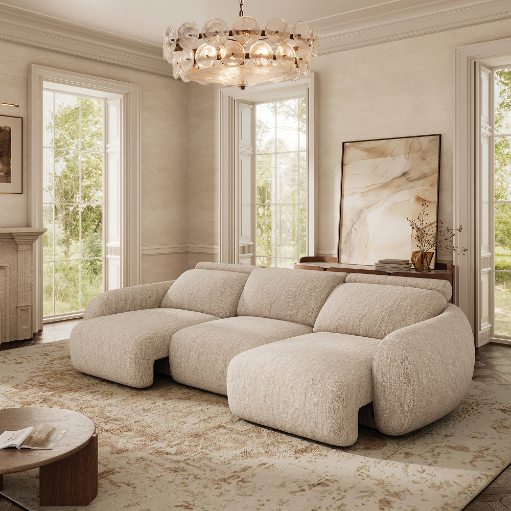 Mila Beige Tweed Chenille 3 Seater lifestyle