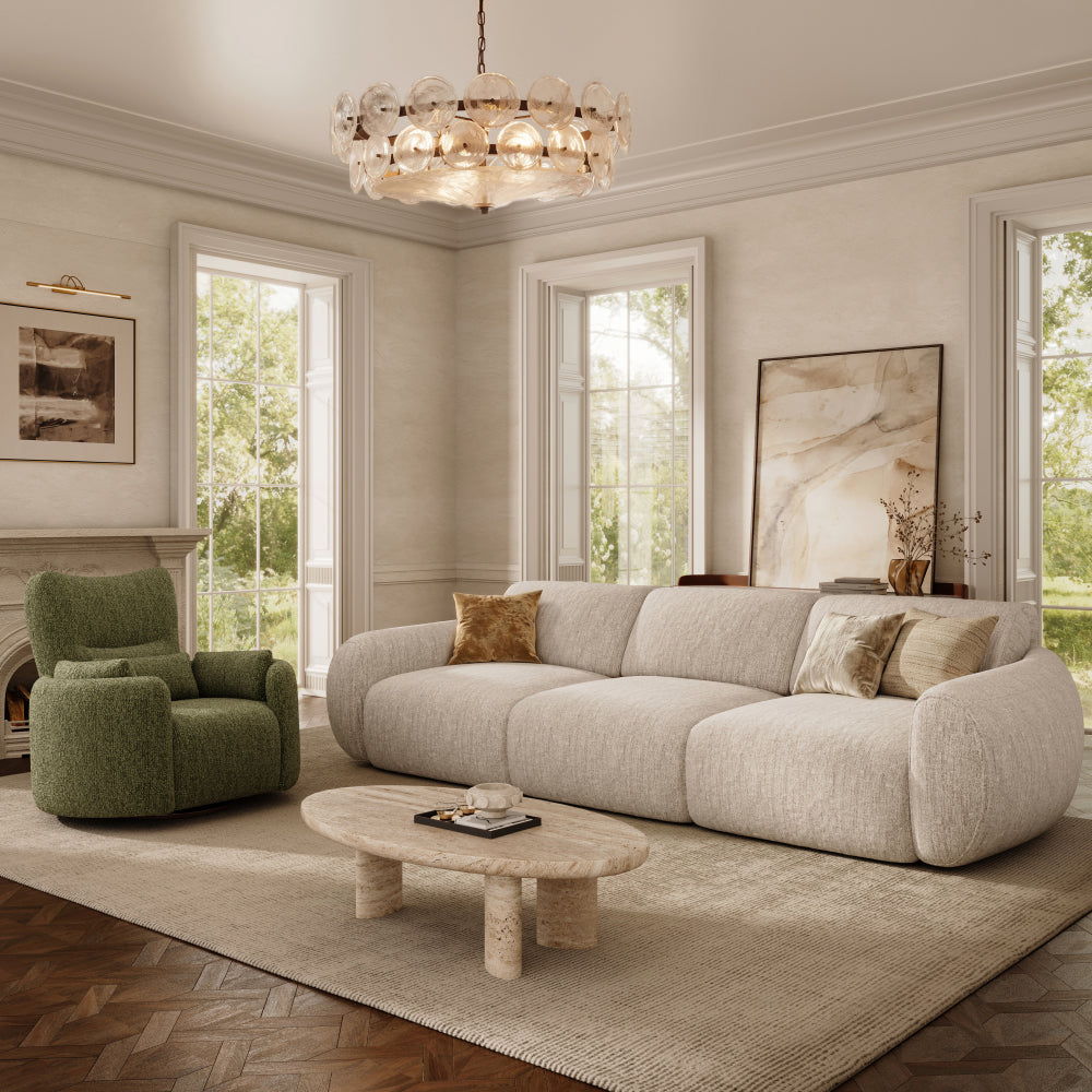 Mila Beige Tweed Chenille 3 Seater reclined