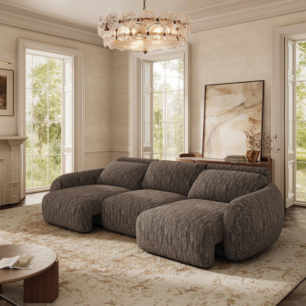 Mila Dark Gray Tweed Chenille 3 Seater lifestyle