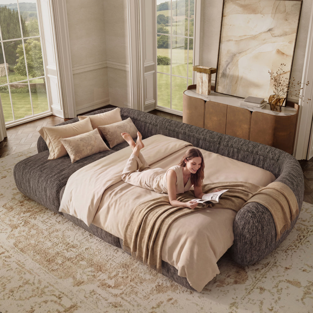 Mila Dark Gray Tweed Chenille 3 Seater