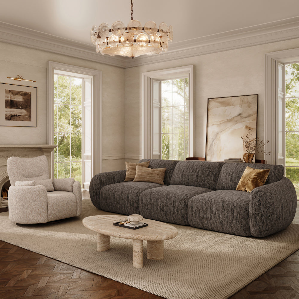 Mila Dark Gray Tweed Chenille 3 Seater reclined
