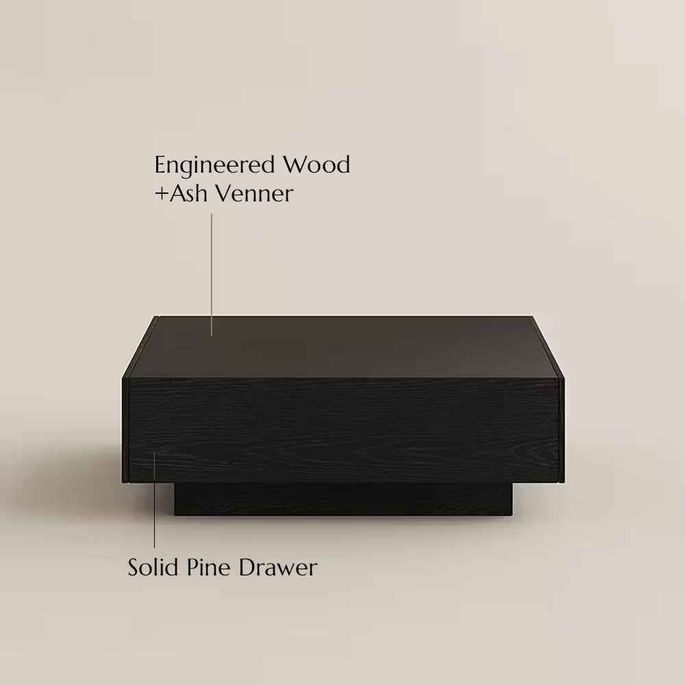 39" Square Wood Coffee Table with Storage