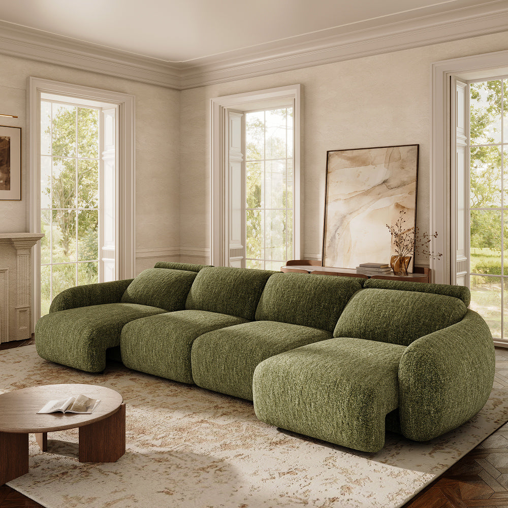 Mila Green Tweed Chenille 4 Seater lifestyle