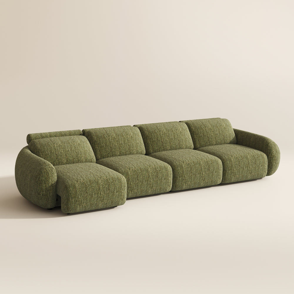 Mila Green Tweed Chenille 4 Seater lounge