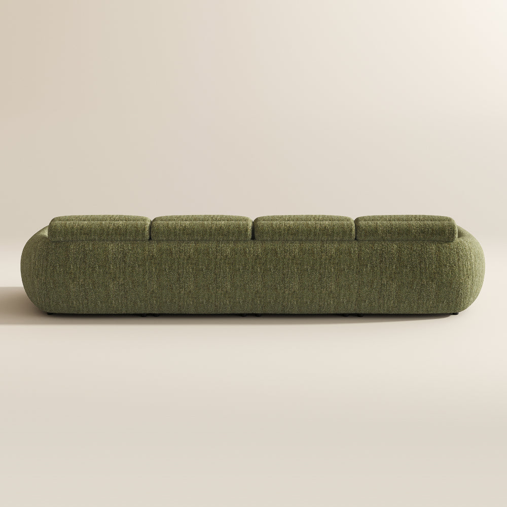 Mila Green Tweed Chenille 4 Seater extended