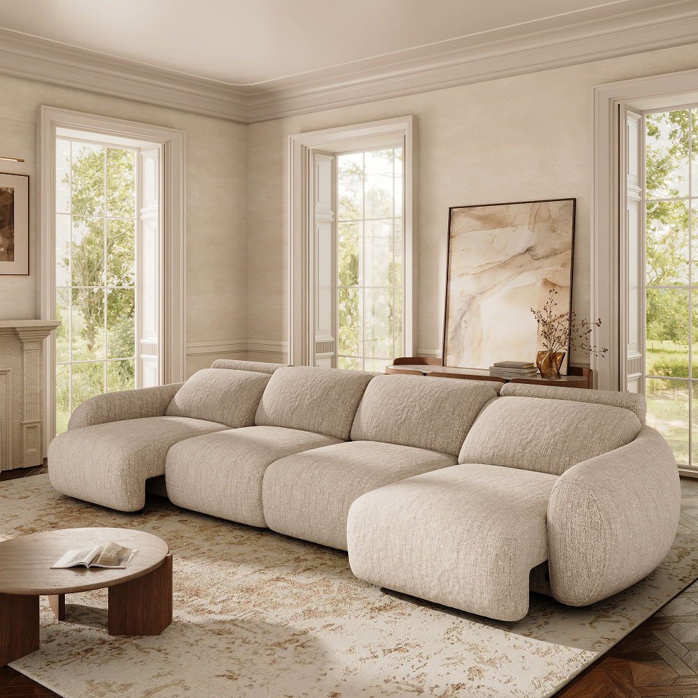 Mila Beige Tweed Chenille 4 Seater lifestyle