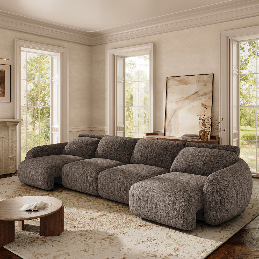 Mila Dark Gray Tweed Chenille 4 Seater lifestyle