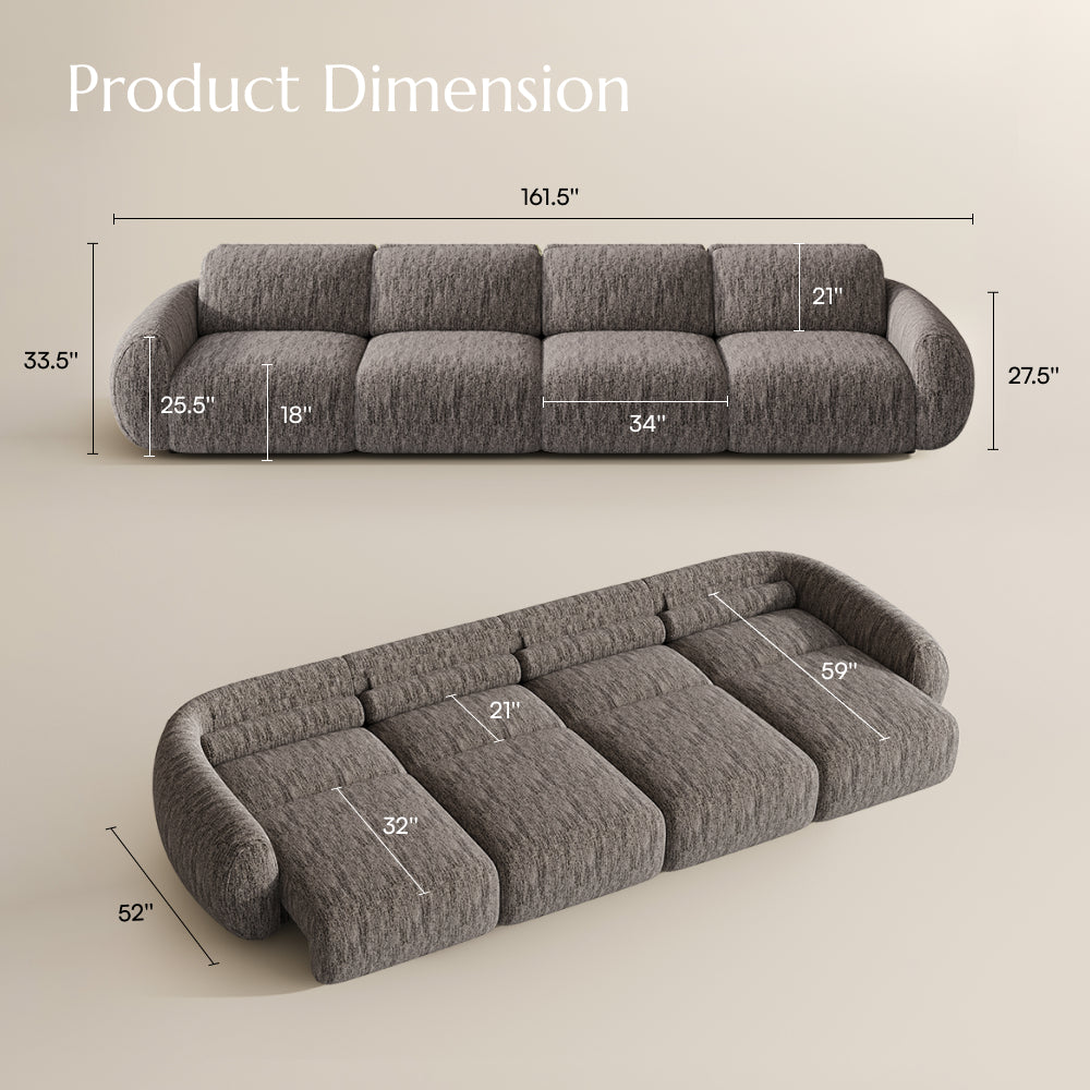Mila Dark Gray Tweed Chenille 4 Seater dimensions
