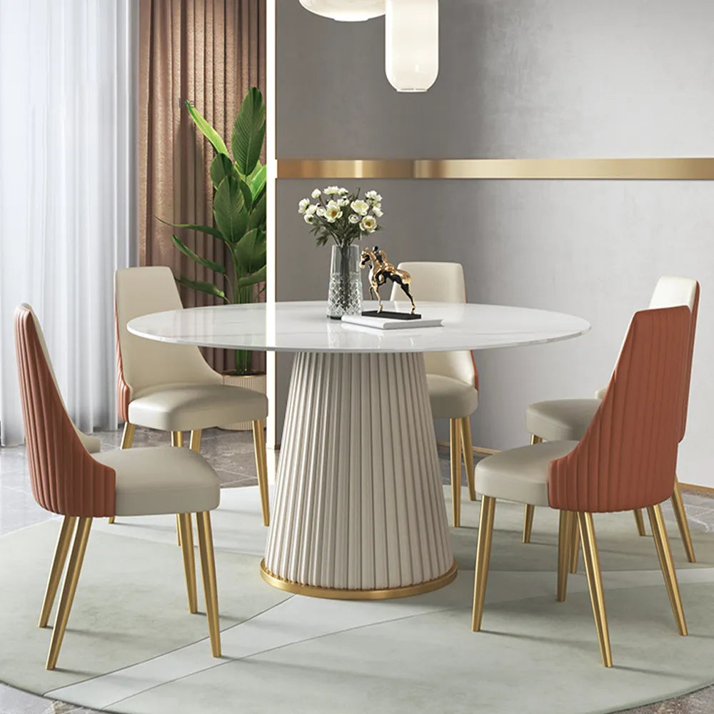 Table à manger ronde en pierre frittée mate Lira (47 po) 