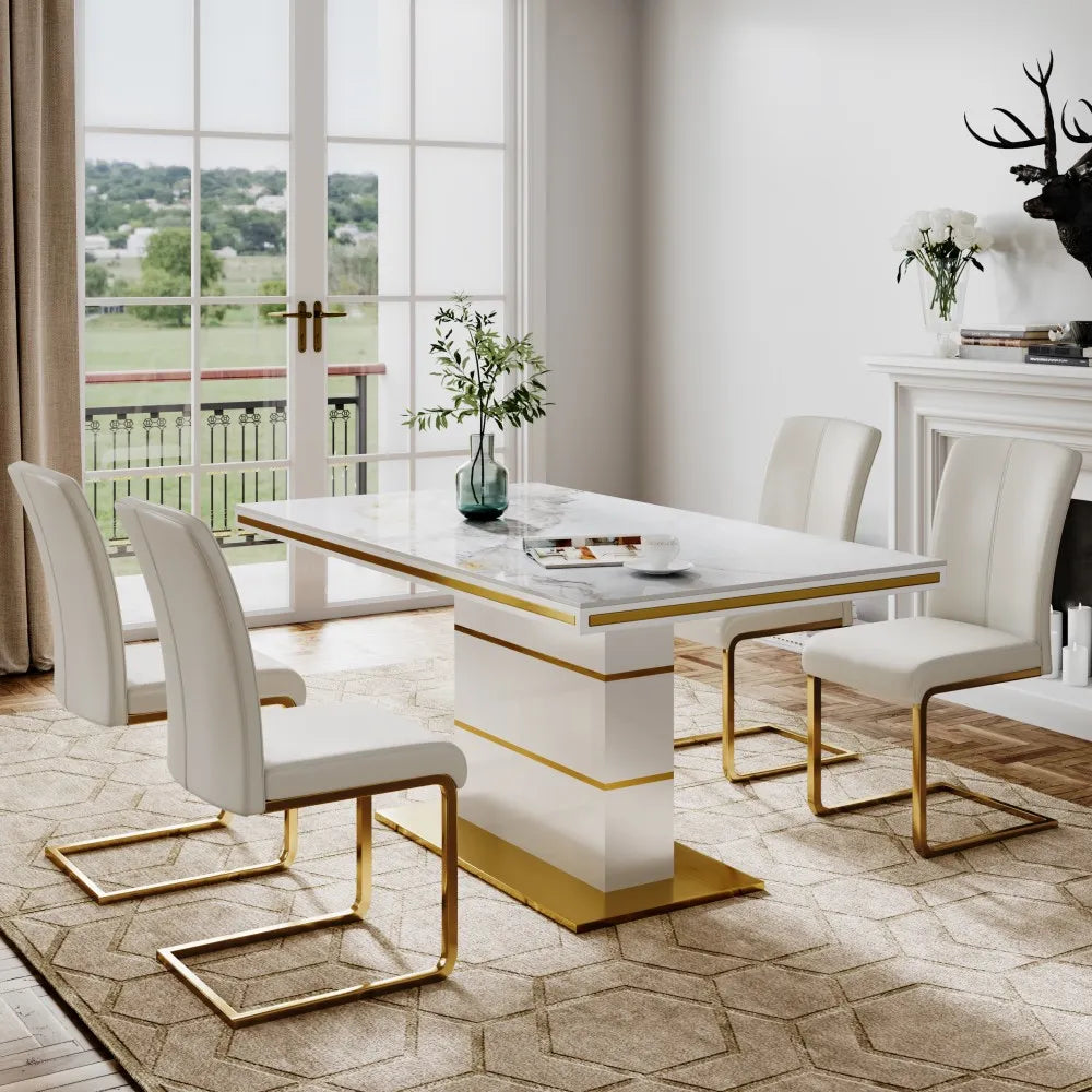 Modern Luxury Leather Dining Chairs Set of 2