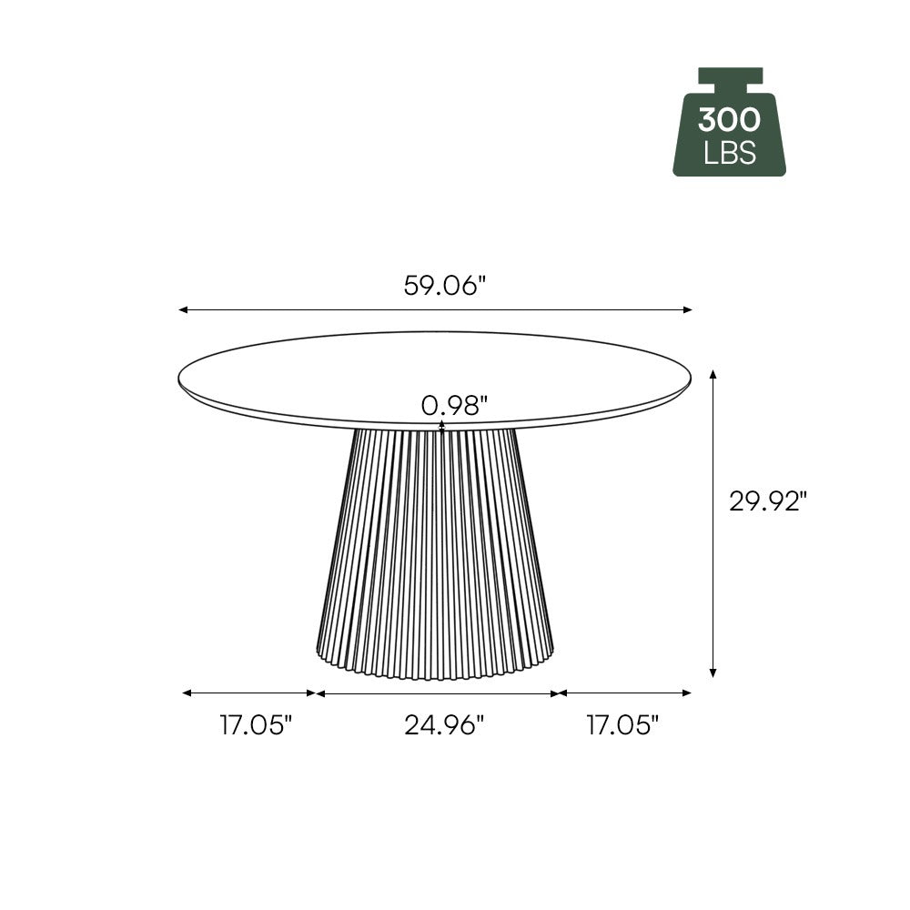 59-inch round dining table dimension diagram