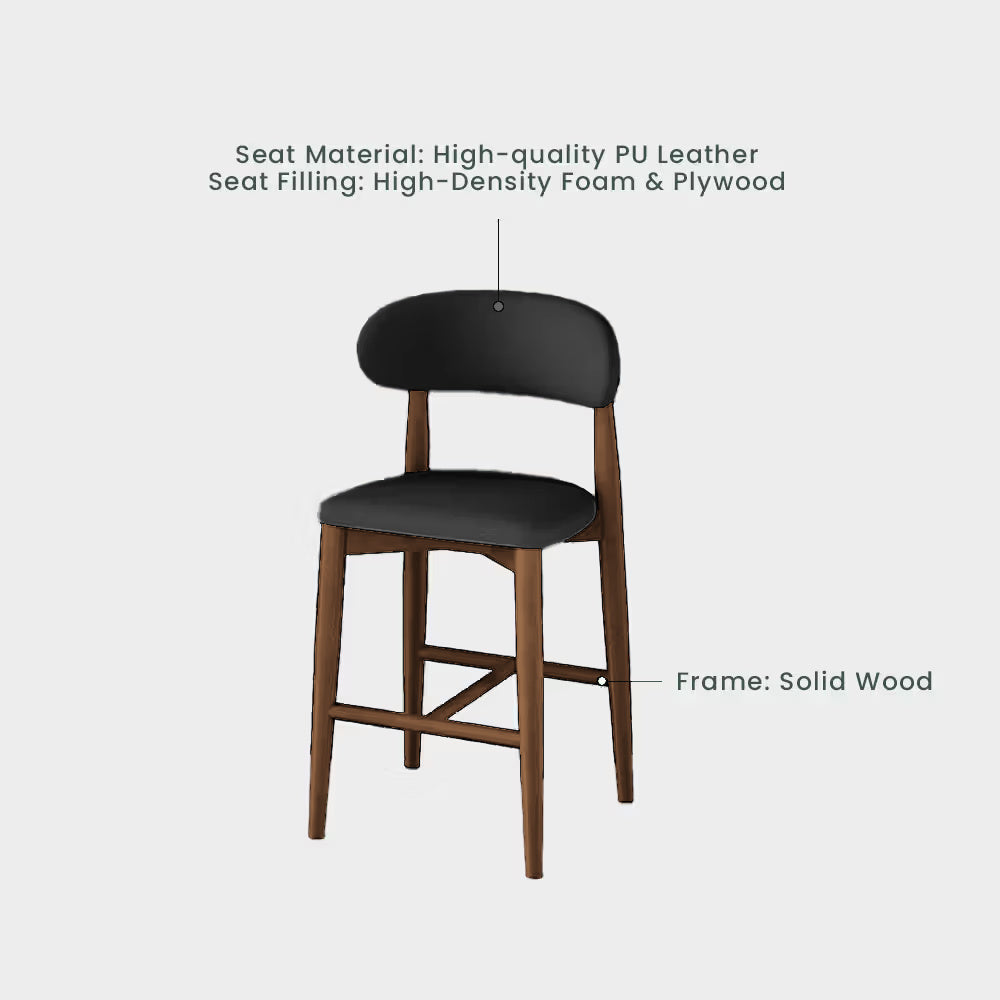 Lawson-24'' Mid-Century Modern Wood Counter Height Bar Stools Set of 2
