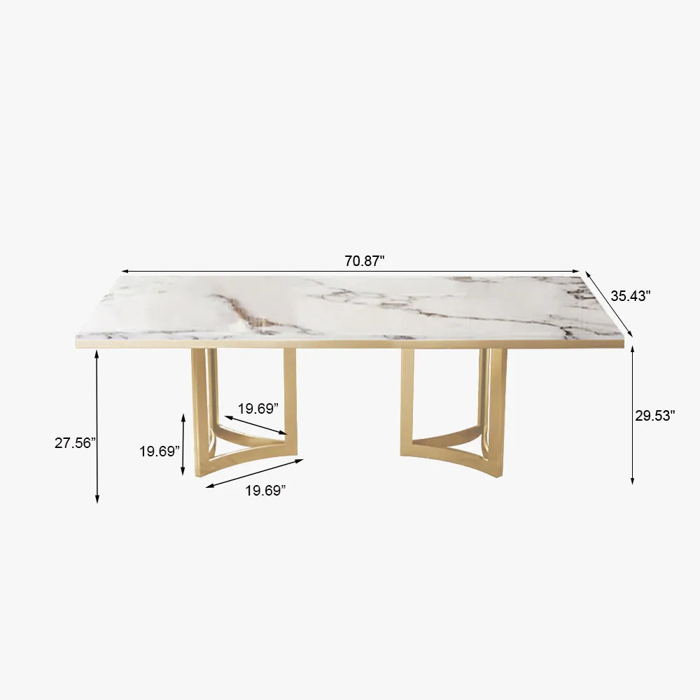 Table à manger moderne Bura en faux marbre de 71 po