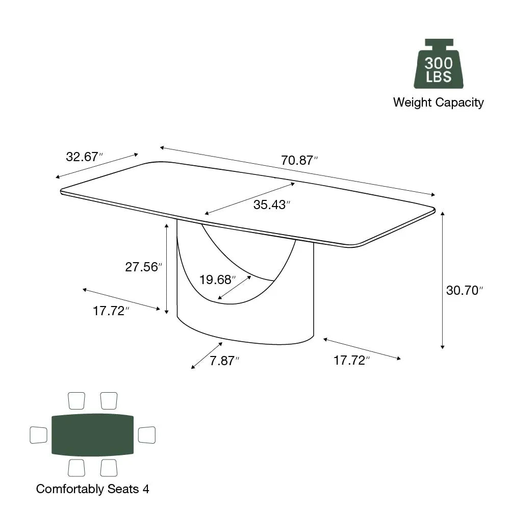 Hobart - Rectangular Matte  Sintered Stone Dining Table — view 7