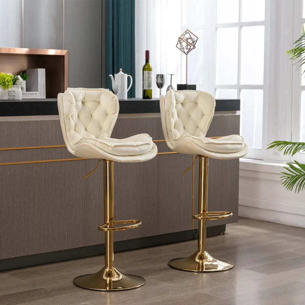 Tabourets de bar réglables en velours modernes (lot de 2) 