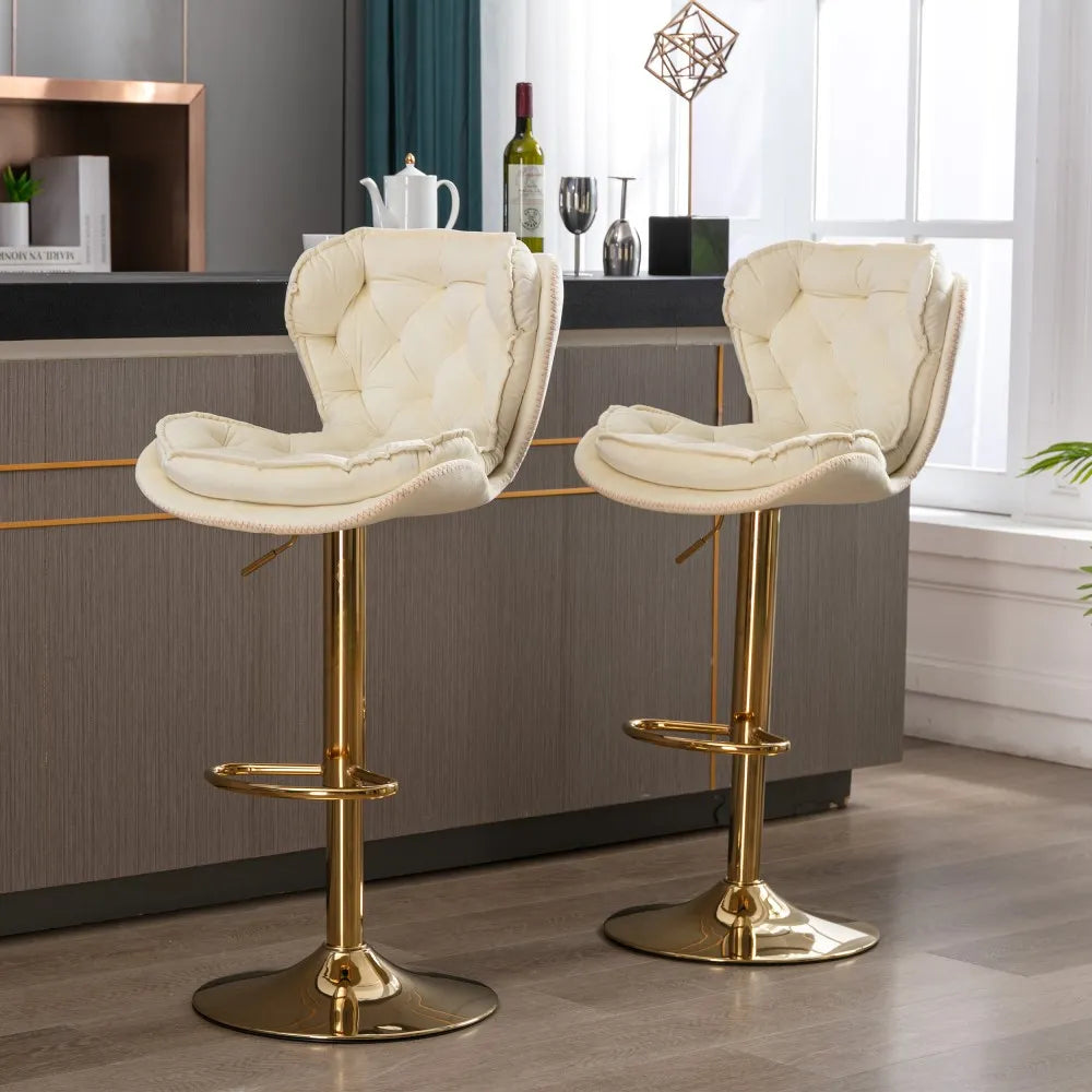 Tabourets de bar réglables en velours modernes (lot de 2) 