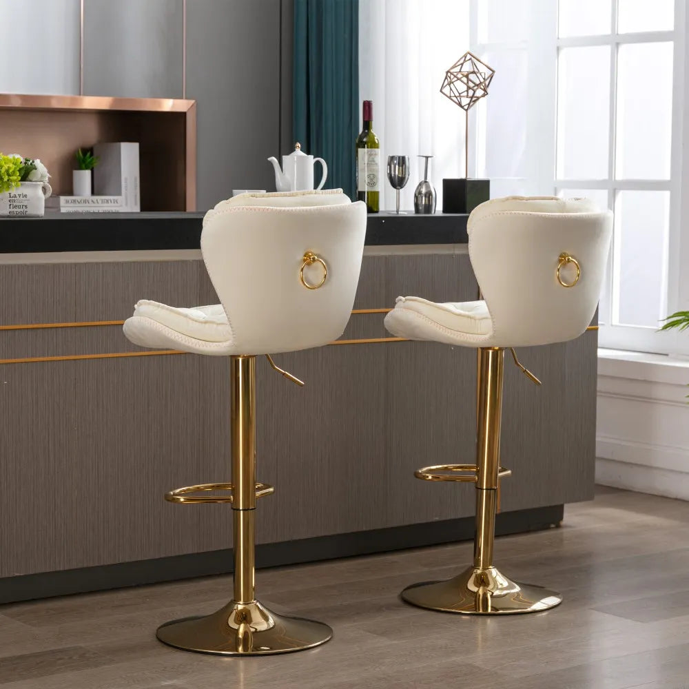 Tabourets de bar réglables en velours modernes (lot de 2) 