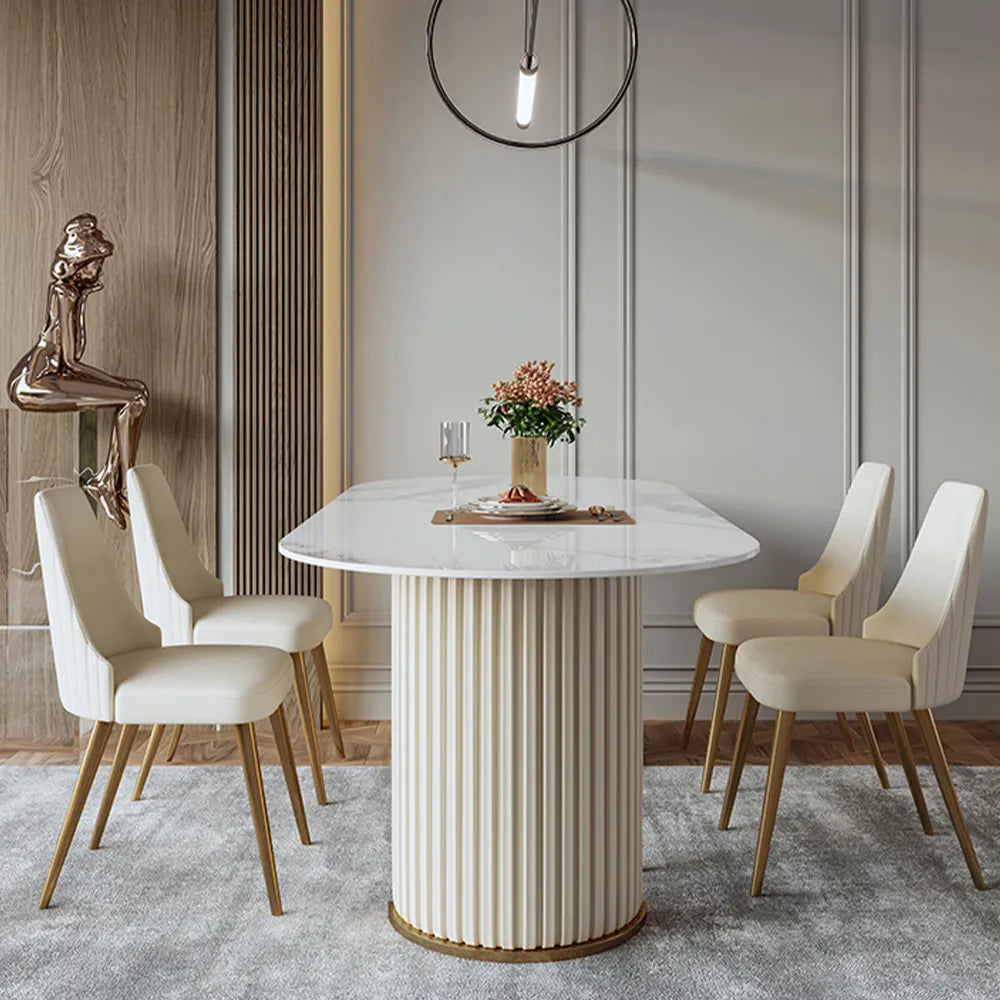 Lira - Table à manger ovale en pierre frittée brillante 
