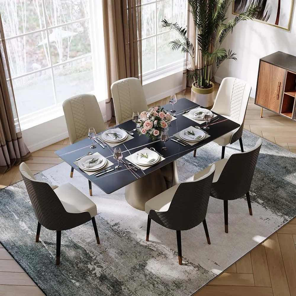 Vera - Table à manger rectangulaire en pierre frittée 