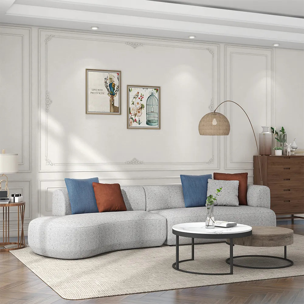 Canapé moderne en coton et lin de 129,92 pouces
