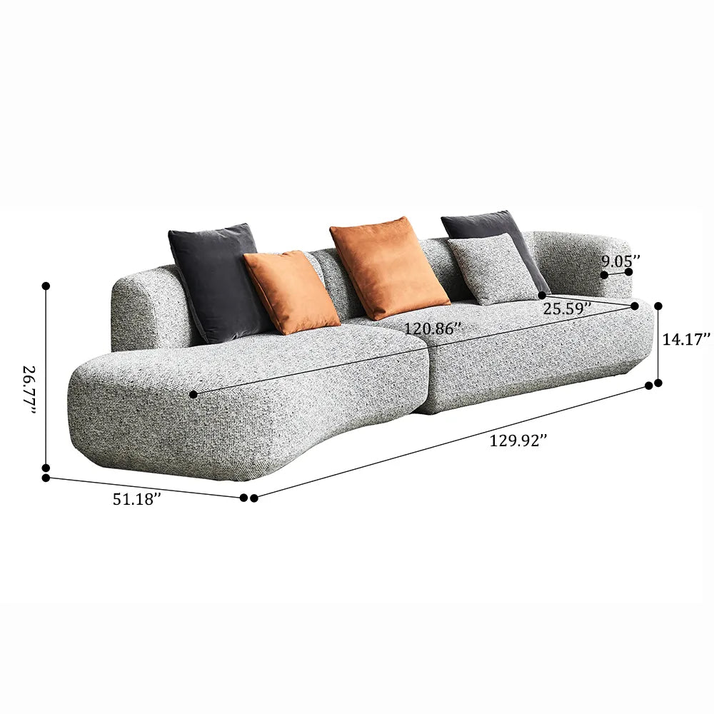 Canapé moderne en coton et lin de 129,92 pouces