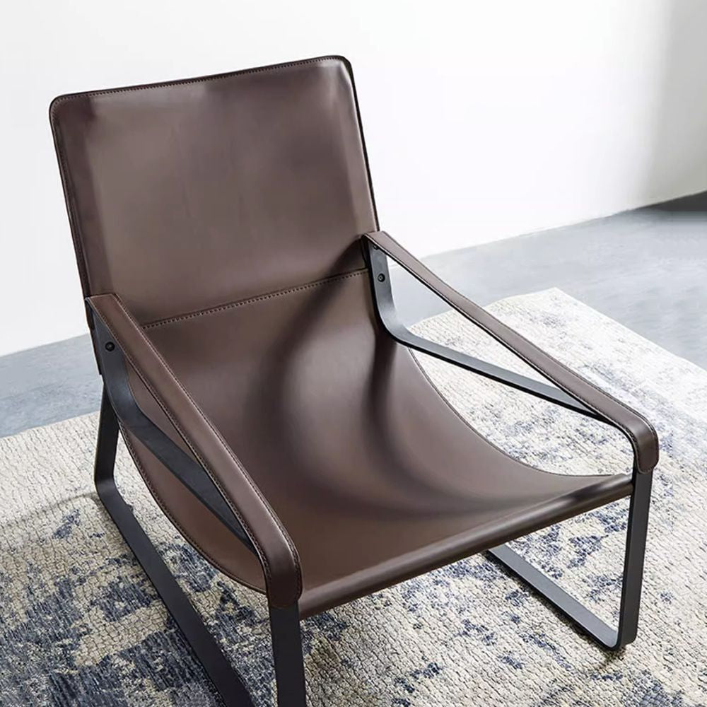 Saddle leather modern single lounge chair