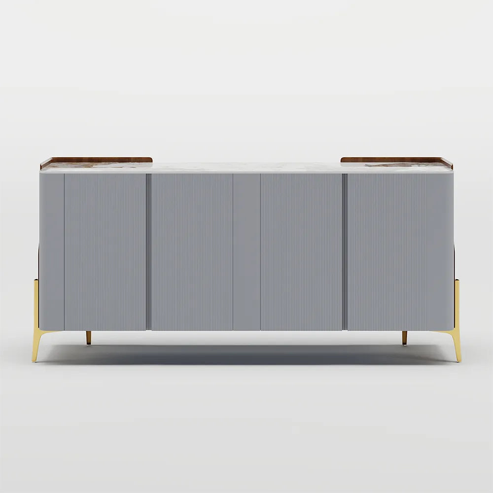 Buffet-buffet de luxe moderne de 70 pouces avec plateau en pierre frittée Pandora et rangement