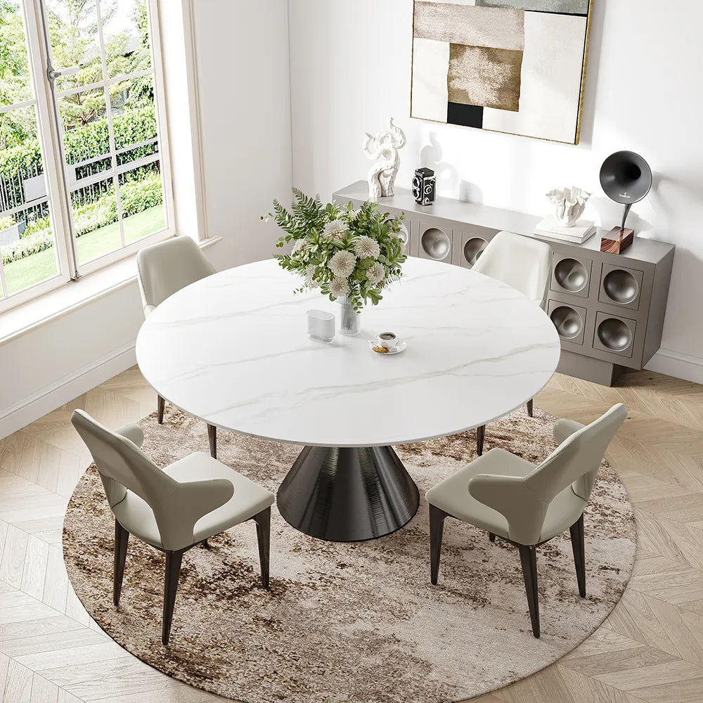 Table à manger ronde de luxe moderne de 47 pouces pour quatre personnes 