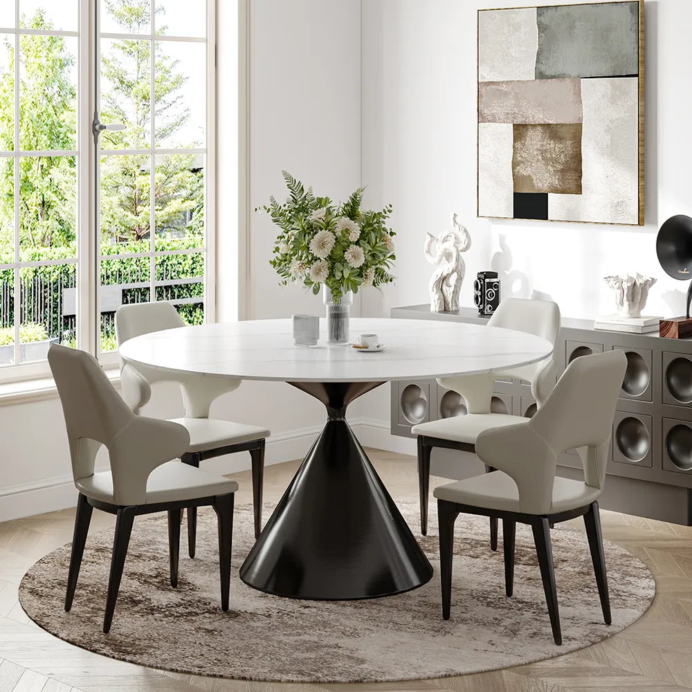 Table à manger ronde de luxe moderne de 47 pouces pour quatre personnes 