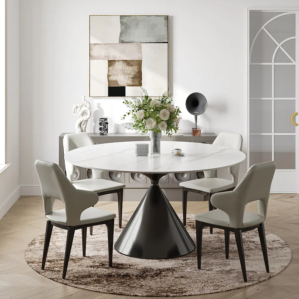 Table à manger ronde de luxe moderne de 47 pouces pour quatre personnes 