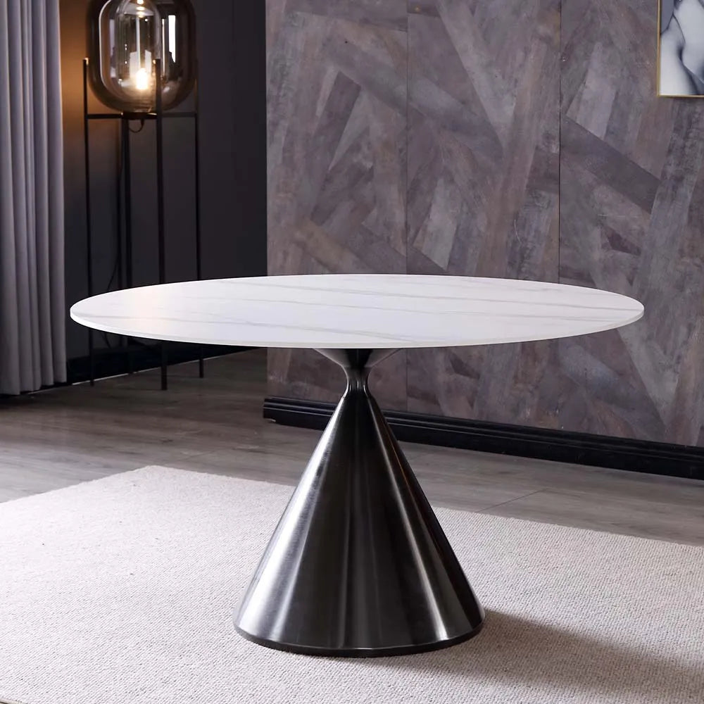 Table à manger ronde de luxe moderne de 47 pouces pour quatre personnes 