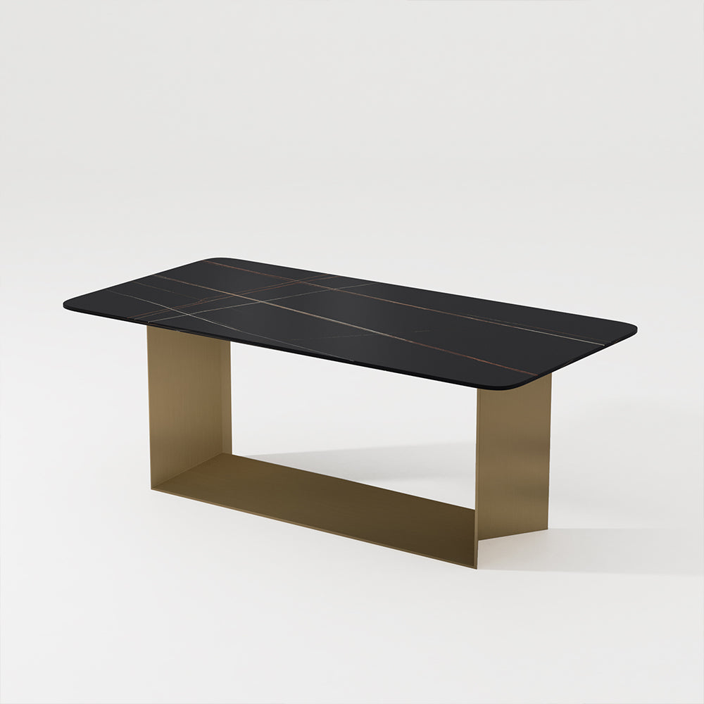 79"Modern Minimalist Black Dining Table for 6-8