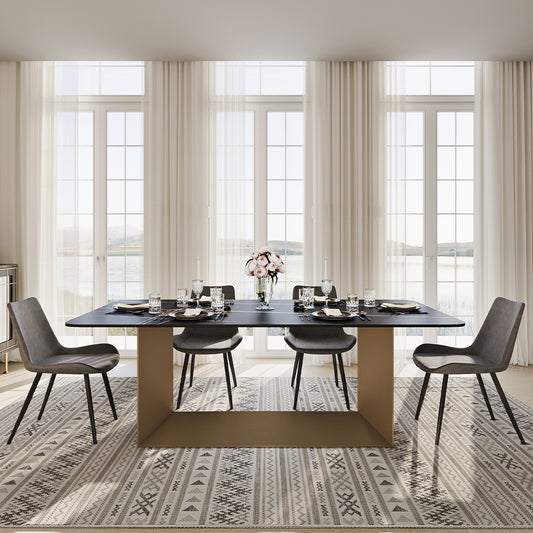 79"Modern Minimalist Black Dining Table for 6-8