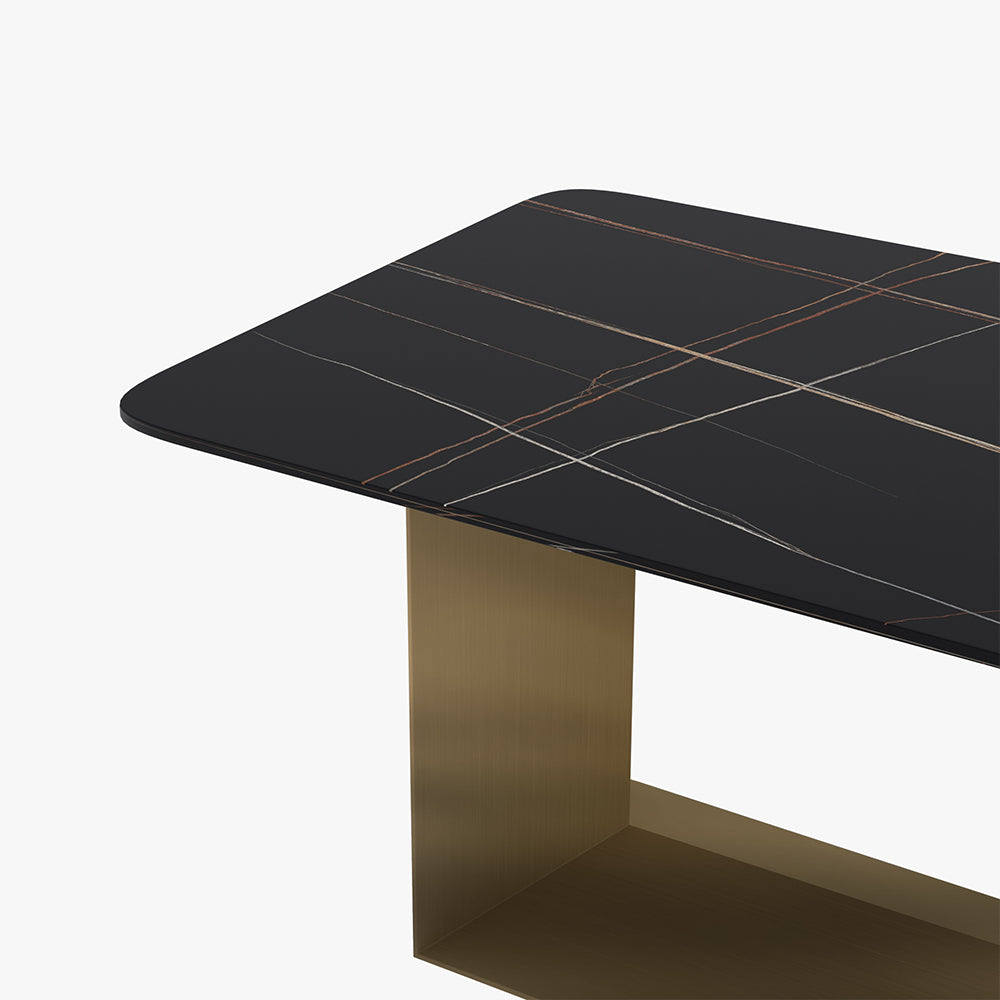 79"Modern Minimalist Black Dining Table for 6-8