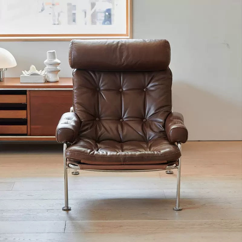 Mid-Century Modern Bauhaus Waxed Leather Lounge Chair