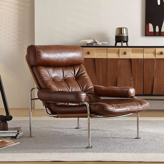 Mid-Century Modern Bauhaus Waxed Leather Lounge Chair